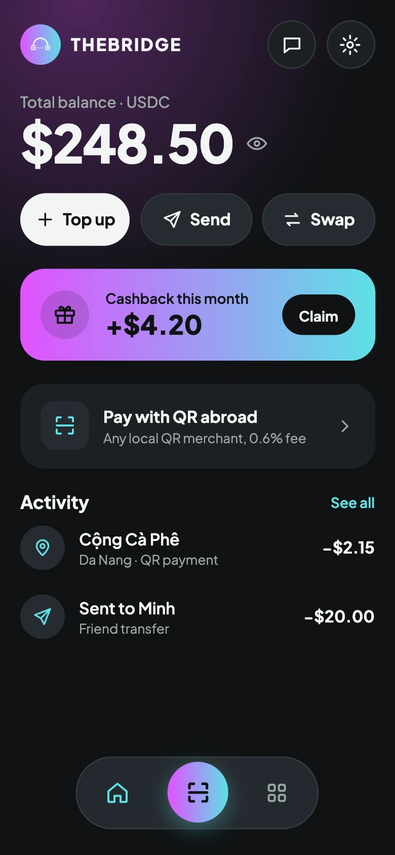 TheBridge wallet screen